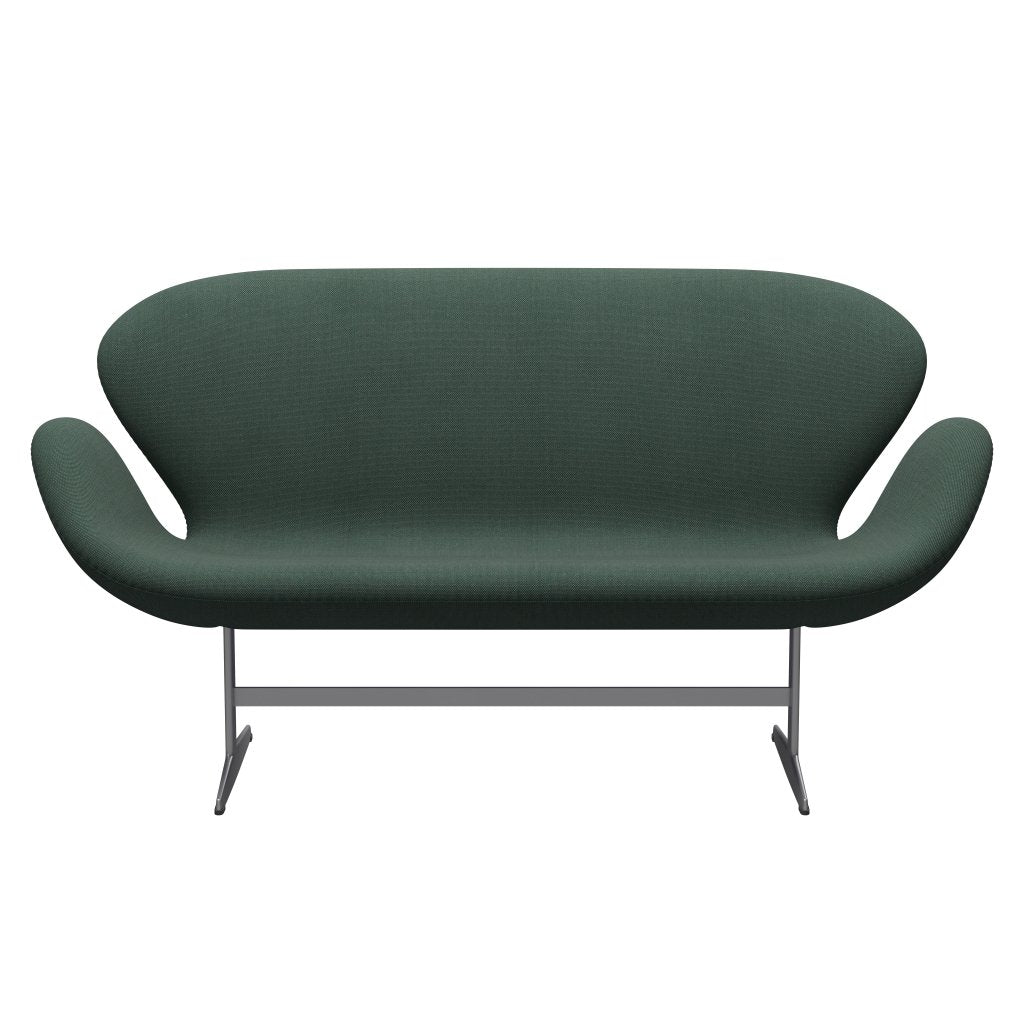 [product_category]-Fritz Hansen Swan Sofa 2 Seater, Silver Grey/Steelcut Trio Dusty Green-Fritz Hansen-3321-STR966-SGBASE-FRI-1