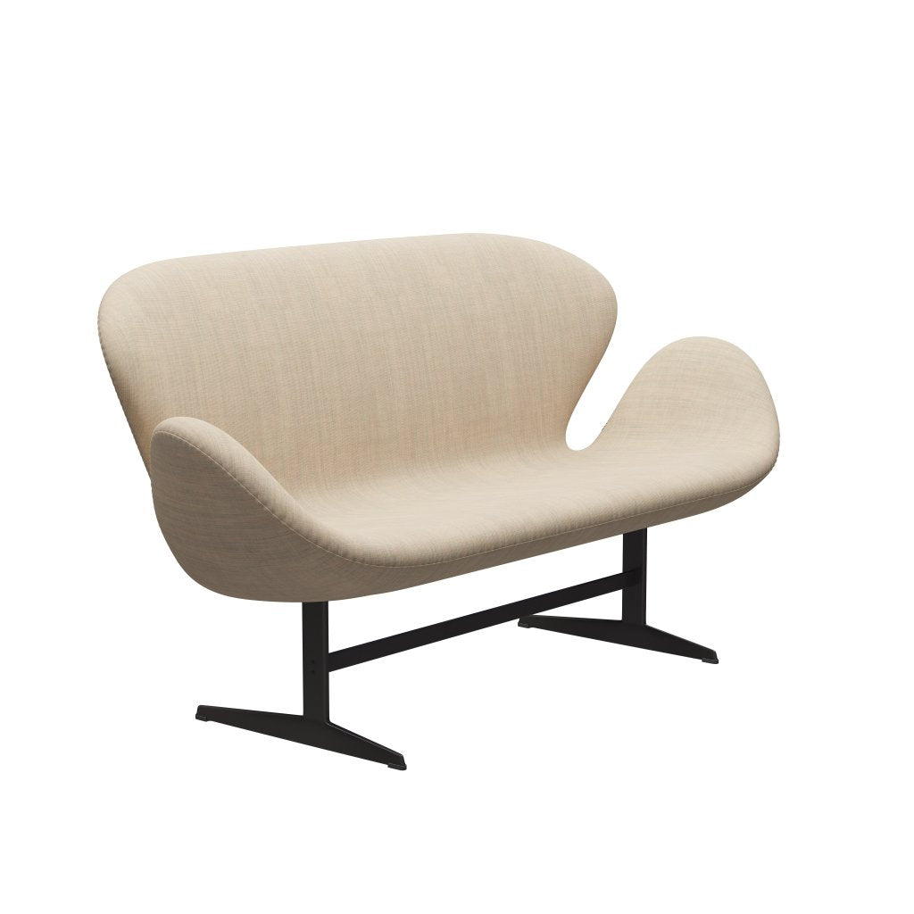 Fritz Hansen Swan Sofa 2 -sæder, varm grafit/lærred sandlys