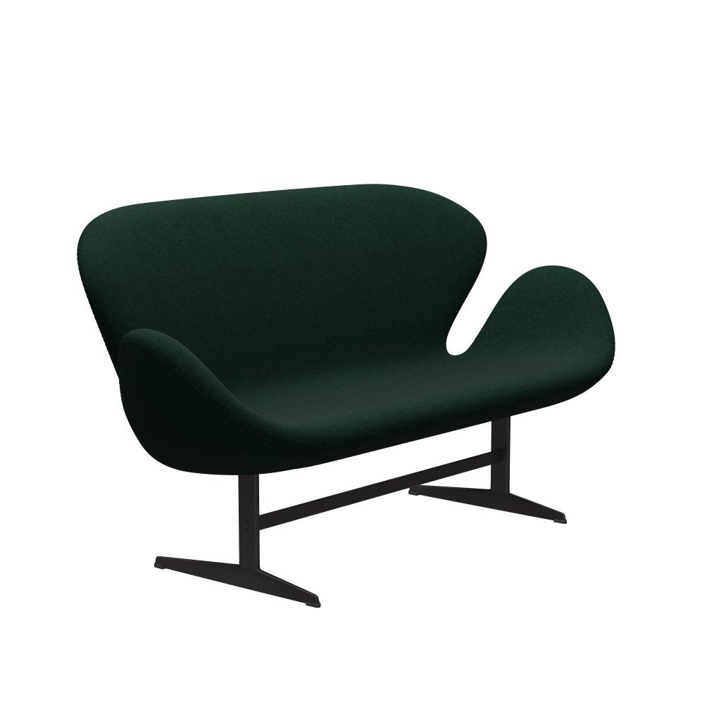 Fritz Hansen Swan Sofa 2 Sitzer, warmer Graphit/Divina Melange Dunkelgrün