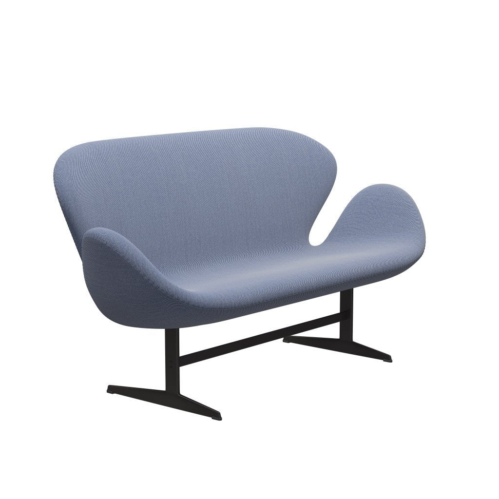 Fritz Hansen Swan Sofá 2 plazas, grafito cálido/trío de chupetón de acero blanco/azul