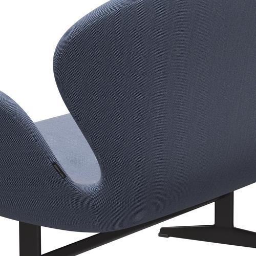 Fritz Hansen Swan Sofá 2 plazas, grafito cálido/trío de chupetón de acero blanco/azul