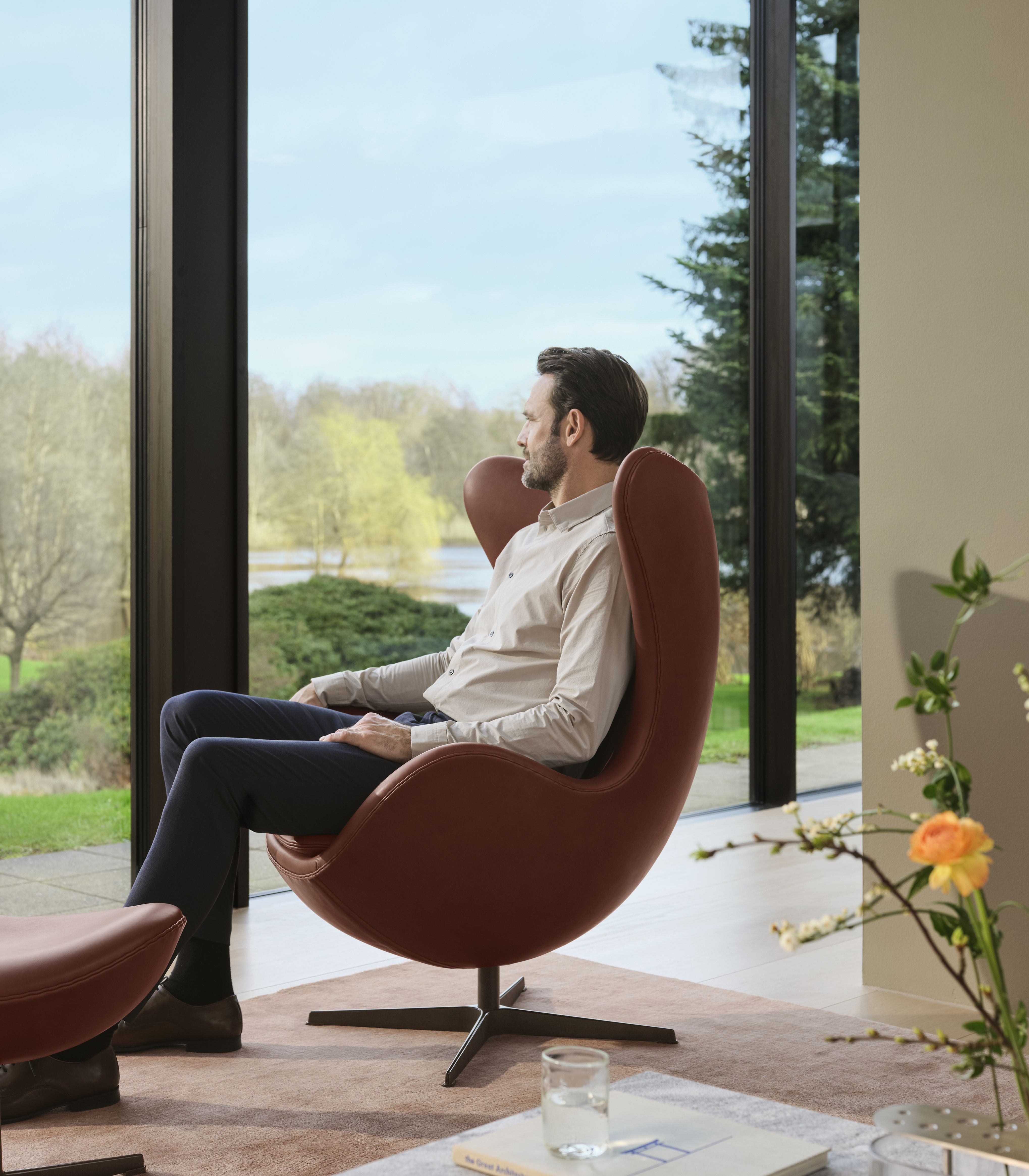 [product_category]-Fritz Hansen The Egg Lounge Chair, Grace Chestnut Leather Anniversary Collection-Fritz Hansen-3316-Anniversary-Grace-Chestnut-FRI-3