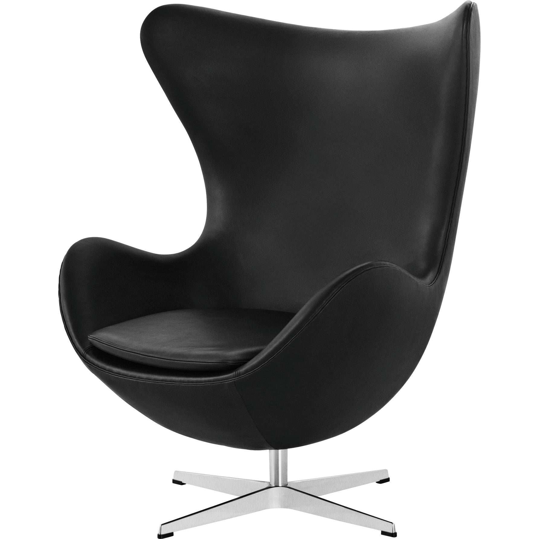 Fritz Hansen The Egg Lounge stoel leer, basic zwart