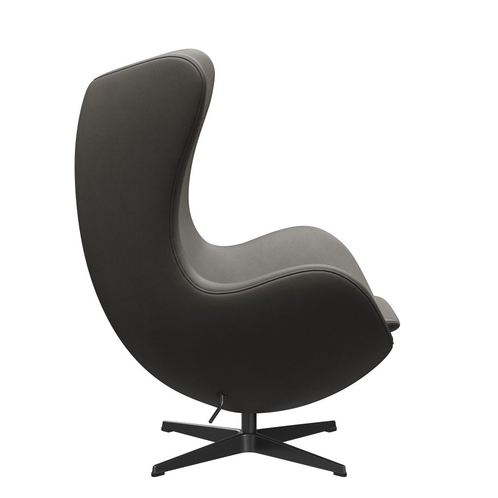 Fritz Hansen Das Eier Lounge Stuhl Leder, schwarze/essentielle Lava