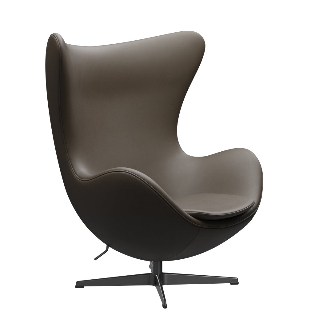 Fritz Hansen The Egg Lounge Chair Le cuir, Black / Essential Stone