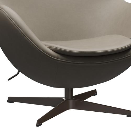 Fritz Hansen Das Egg Lounge Stuhl Leder, braune Bronze/Essentials hellgrau