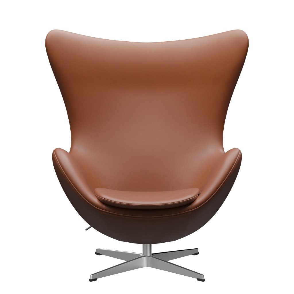 Fritz Hansen The Egg Lounge Suelle Leather, aluminio cepillado con satén/nogal esencial