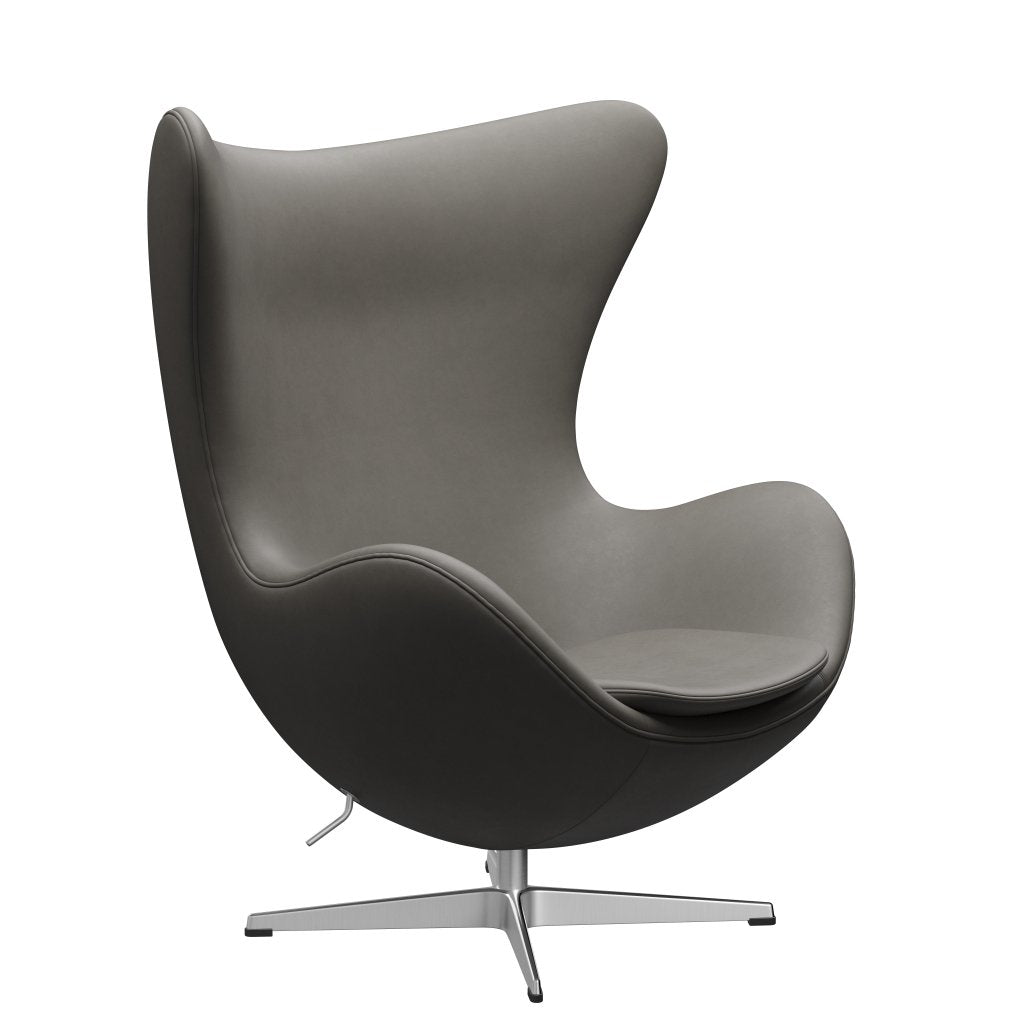 Fritz Hansen The Egg Lounge Suelle Leather, aluminio cepillado con satén/lava esencial