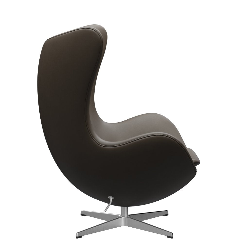 Fritz Hansen The Egg Lounge Stuhl Leder, Satin gebürstete Aluminium/Essential Stein