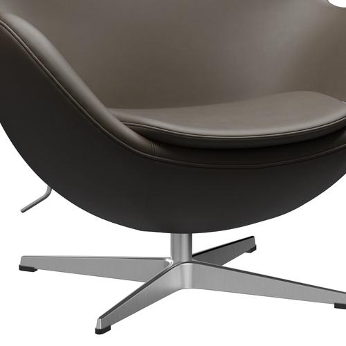 Fritz Hansen The Egg Lounge Chaid Cuir, Satin Brossed Aluminium / Pierre Essential