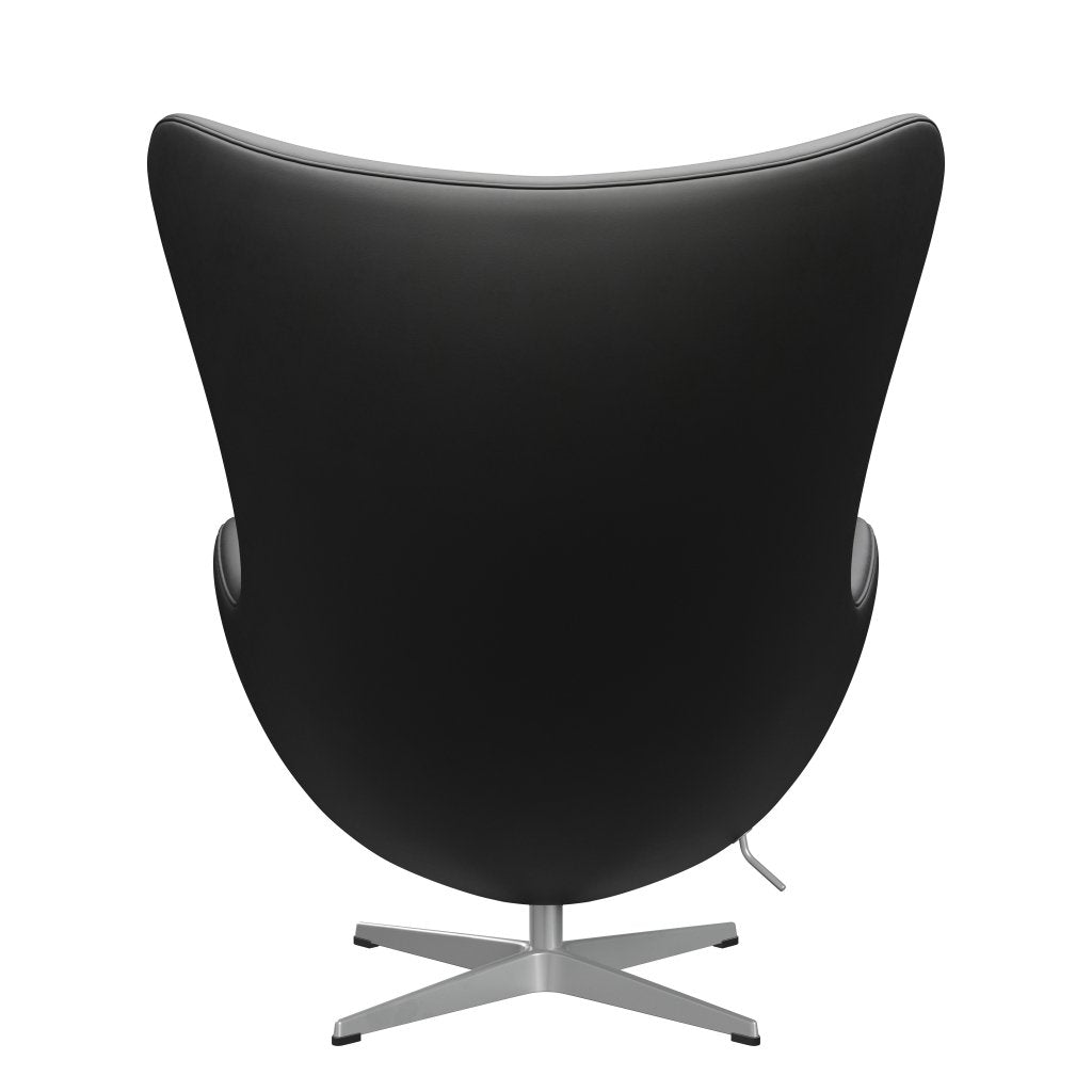 Fritz Hansen das Eier Lounge Stuhl Leder, Silbergrau/Essential Schwarz