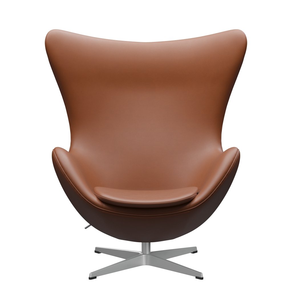 Fritz Hansen The Egg Lounge Stuhl Leder, Silbergrau/Essential Walnuss