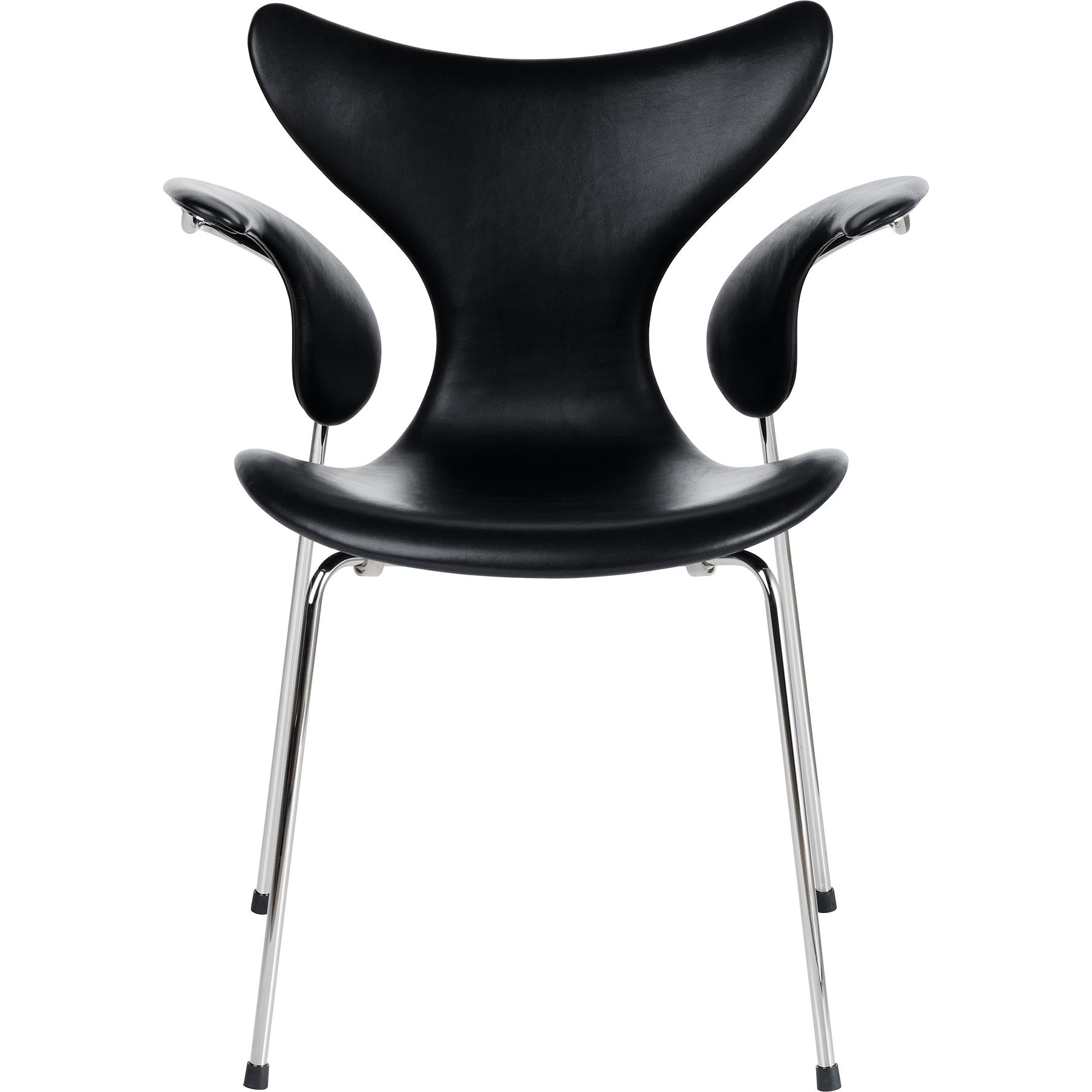 Fritz Hansen The Lily Sillón de cuero de tapicería completa, negro básico