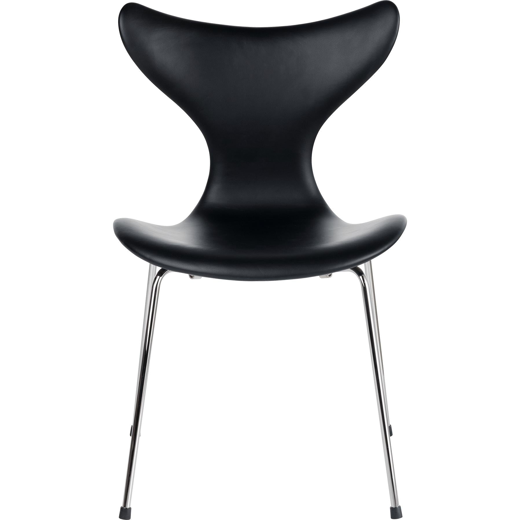 Fritz Hansen la chaise Lily entièrement rembourrée en cuir, noir essentiel