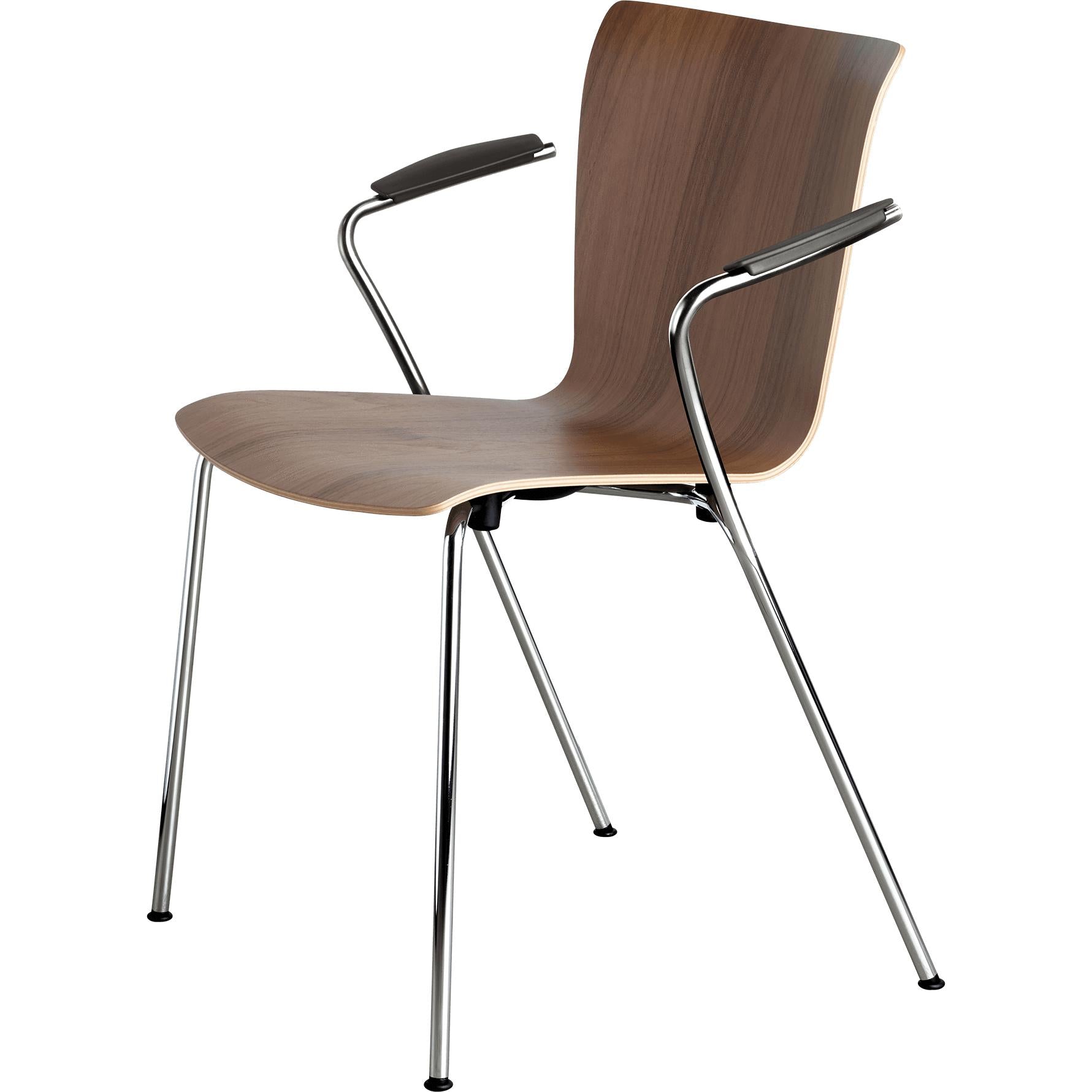 Fritz Hansen Vico Duo VM111 Stoel met armleuning Chrome benen, Walnut