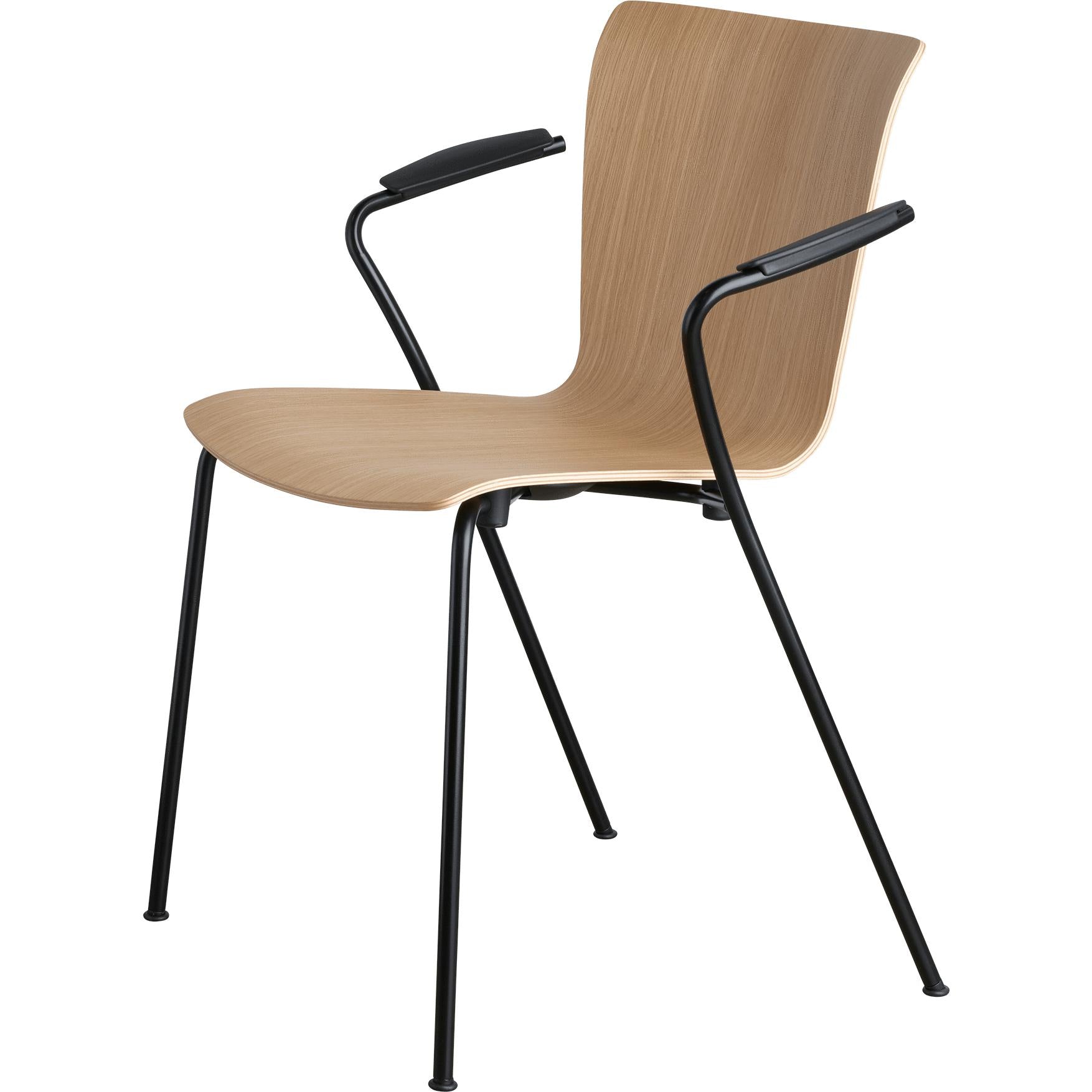 Fritz Hansen Vico Duo VM111 Silla con marco recubierto de polvo de reposabrazos, roble