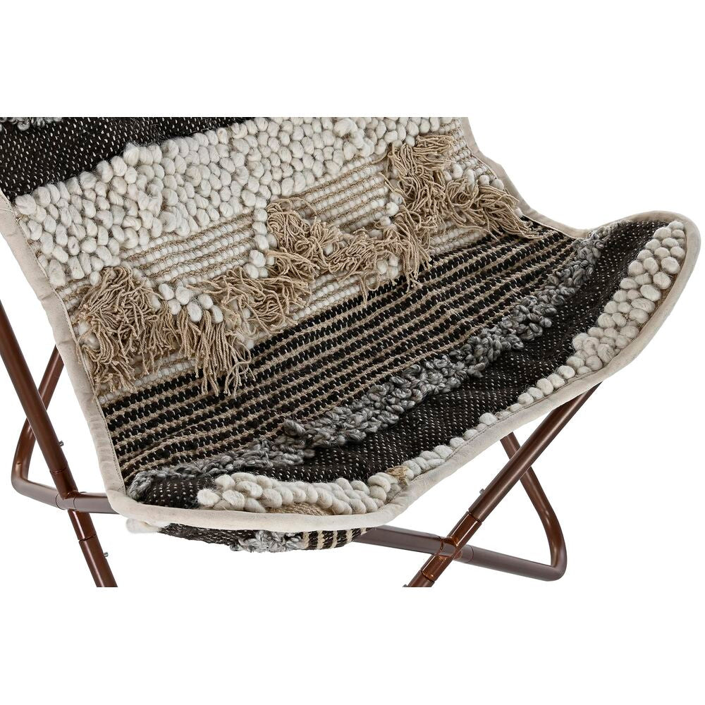 [product_category]-Garden chair DKD Home Decor Black Brown Cotton Iron (74 x 65 x 90 cm)-Bigbuy-S3032029-2