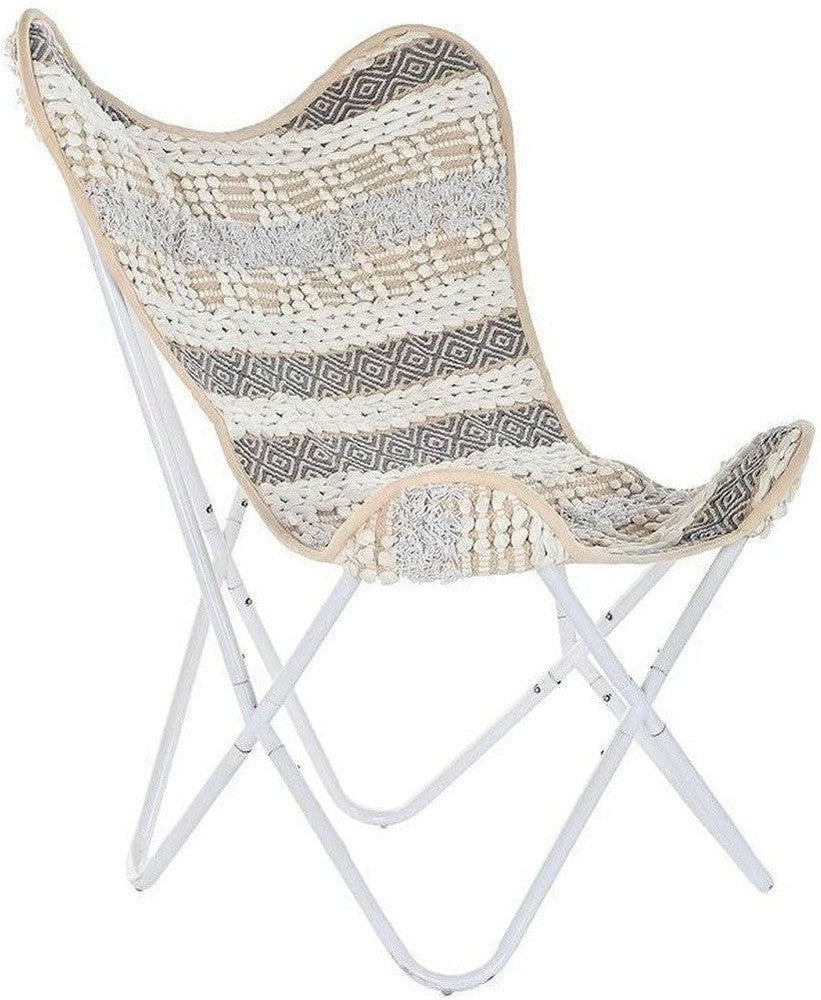 [product_category]-Garden chair DKD Home Decor Grey Cotton White Iron (74 x 65 x 90 cm)-Bigbuy-S3032034-1