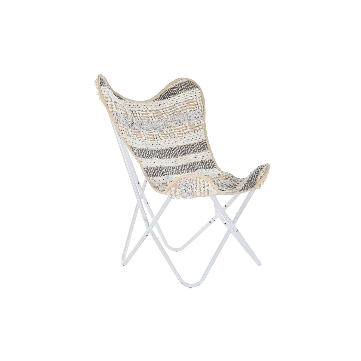 [product_category]-Garden chair DKD Home Decor Grey Cotton White Iron (74 x 65 x 90 cm)-Bigbuy-S3032034-2