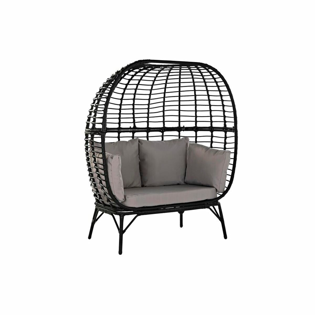 [product_category]-Garden sofa DKD Home Decor Black Beige synthetic rattan Steel (130 x-Bigbuy-S3033376-13