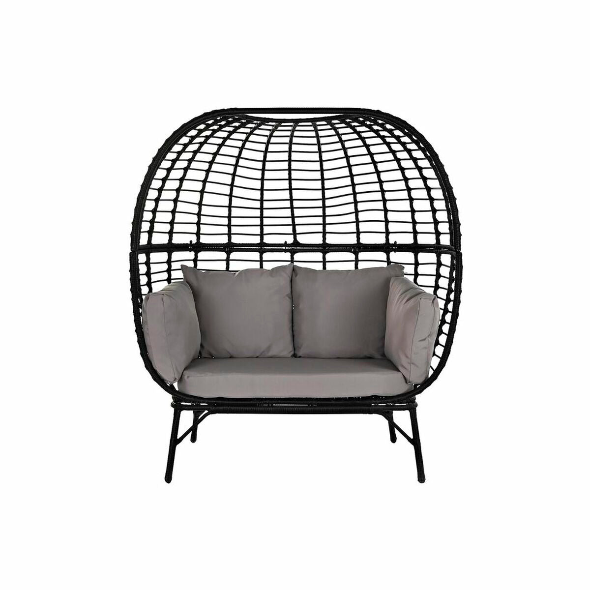 [product_category]-Garden sofa DKD Home Decor Black Beige synthetic rattan Steel (130 x-Bigbuy-S3033376-2