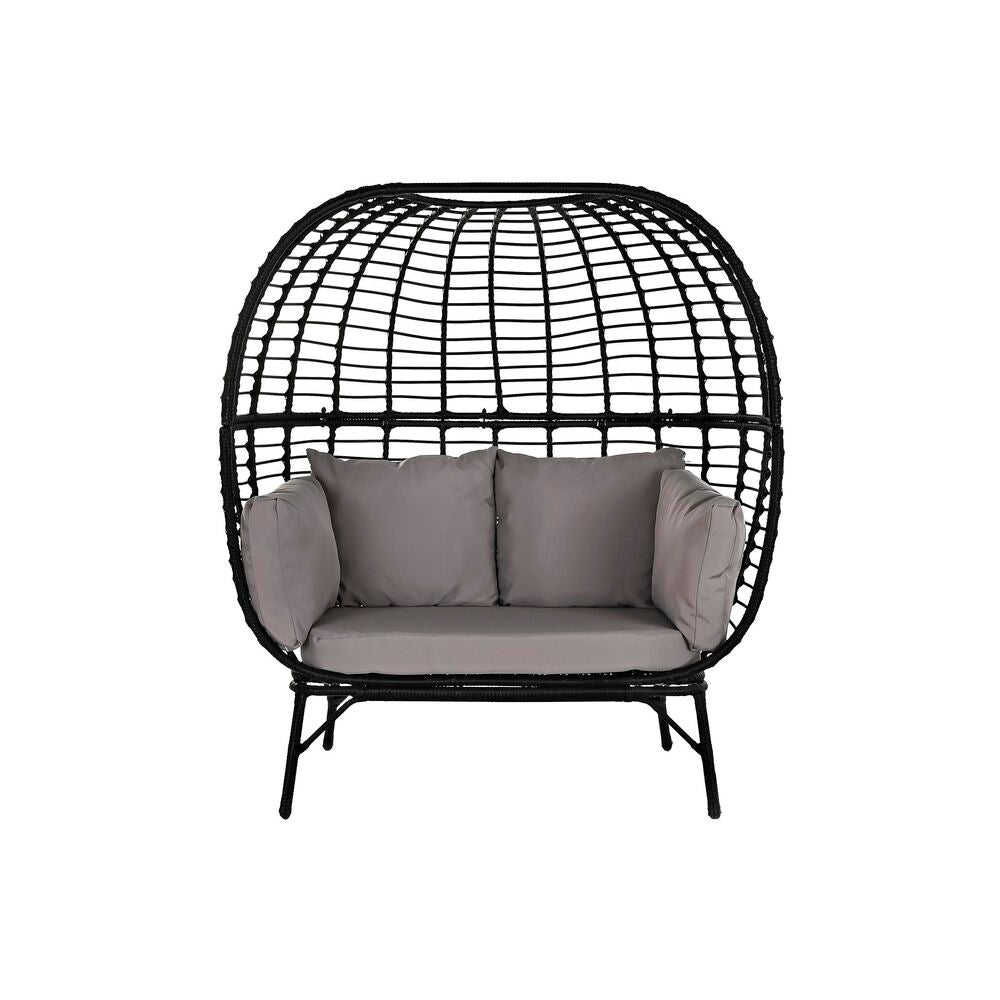[product_category]-Garden sofa DKD Home Decor Black Beige synthetic rattan Steel (130 x-Bigbuy-S3033376-3