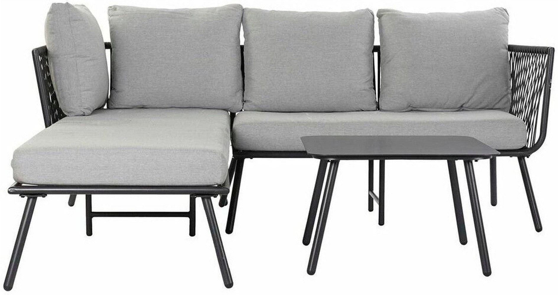 [product_category]-Garden sofa DKD Home Decor Black Metal Aluminium Rope 30 x 40 cm 192 x-Bigbuy-S3033404-1