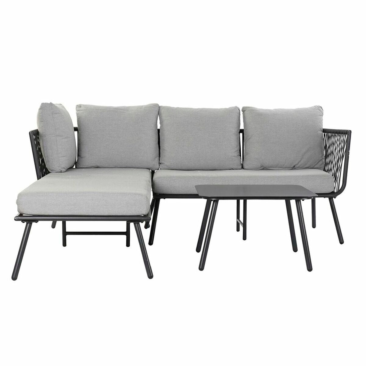 [product_category]-Garden sofa DKD Home Decor Black Metal Aluminium Rope 30 x 40 cm 192 x-Bigbuy-S3033404-2