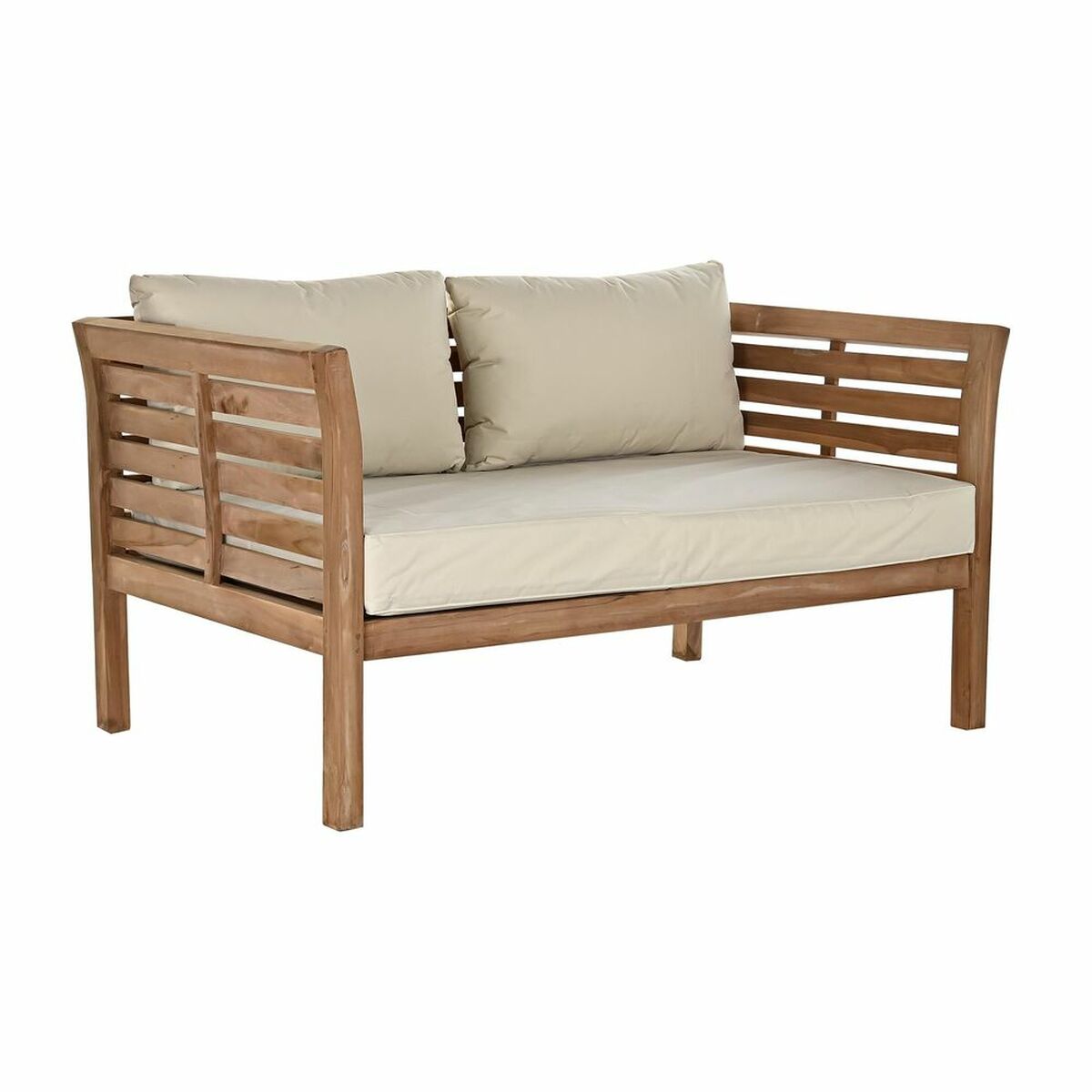 [product_category]-Garden sofa DKD Home Decor Brown Teak Cotton (155 x 85 x 70 cm)-Bigbuy-S3033152-2
