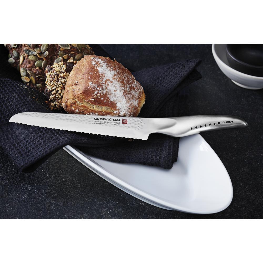 Cuchillo de rollo de pan Sai M04 Global, 17 cm