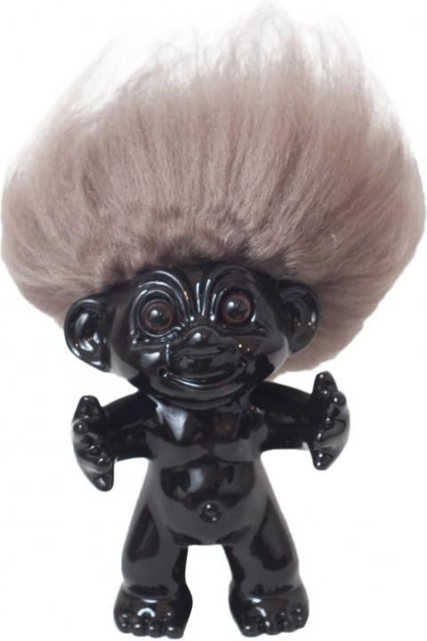 Goodlucktroll Schwarz/ Naturhaar, 12 cm