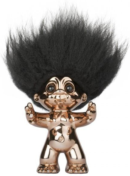 Goodlucktroll Bronze/ Black Hair, 9 cm