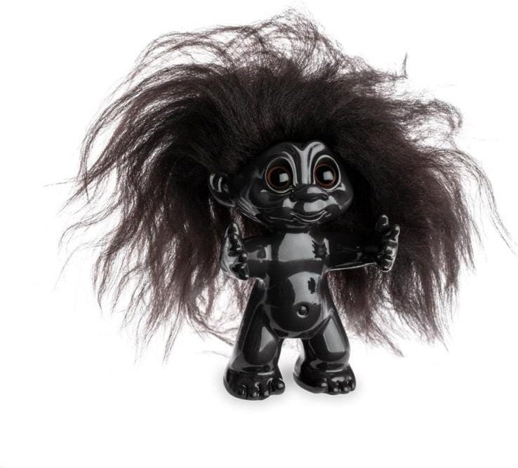 Goodlucktroll donkerbruin/ donkerbruin haar, 9 cm