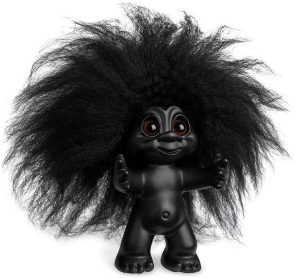 Goodlucktroll Matt Black/ Black Hair, 9cm