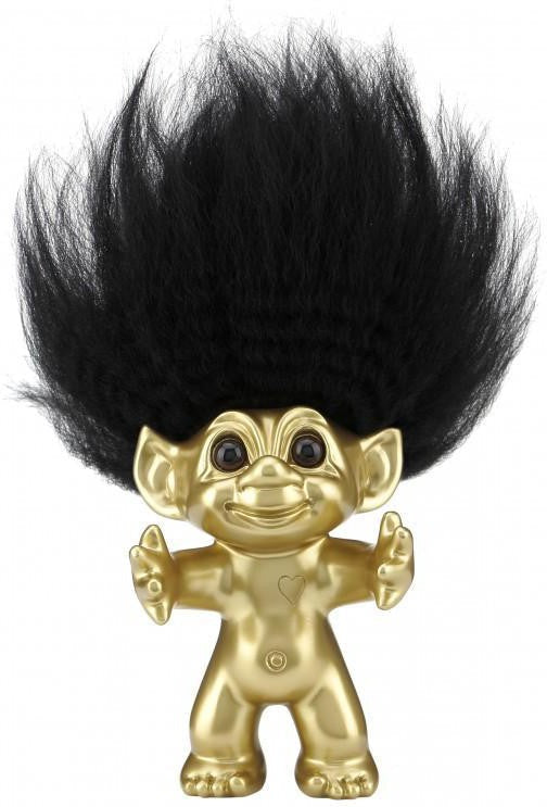 Goodlucktroll Matt Brass Look/ Black Hair, 12 cm