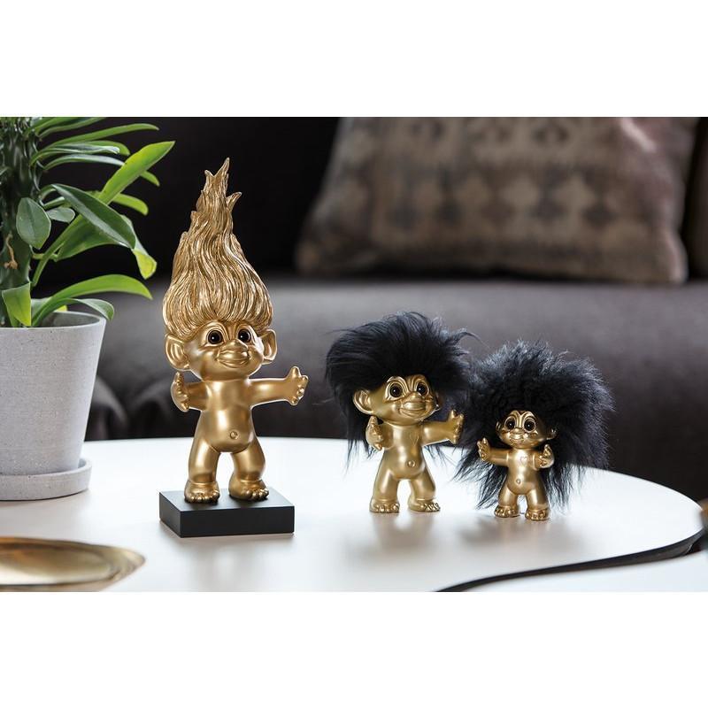 GoodluckTroll Matt Brass Look/ Black Hair, 12 cm