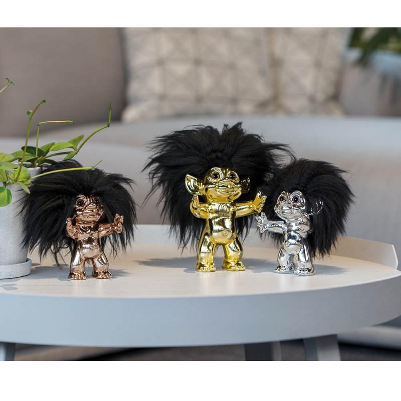 GoodluckTroll Matt Brass Look / Black Hair, 12cm