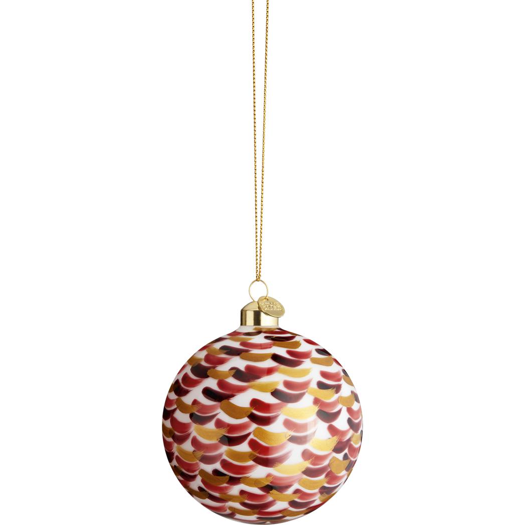 Holmegaard souvenir julbauble röd prickad Ø8 cm