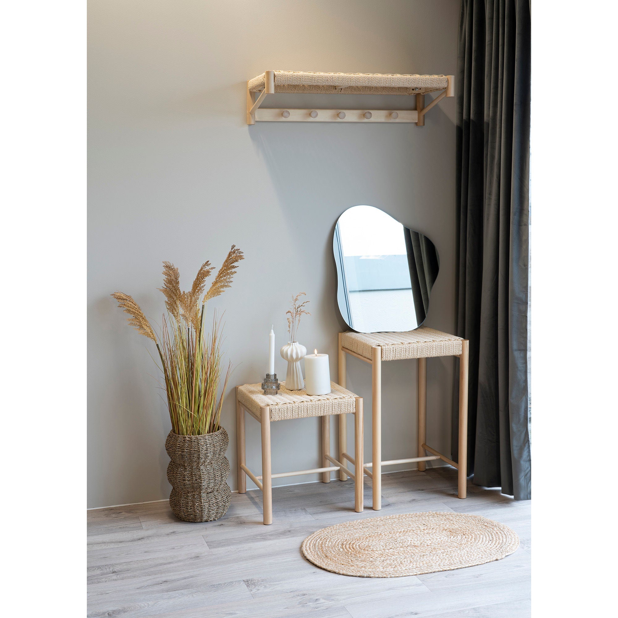 House Nordic Abano Hat Shelf, Shelf In Popler Wood, Nature Braid, 78x31 Cm