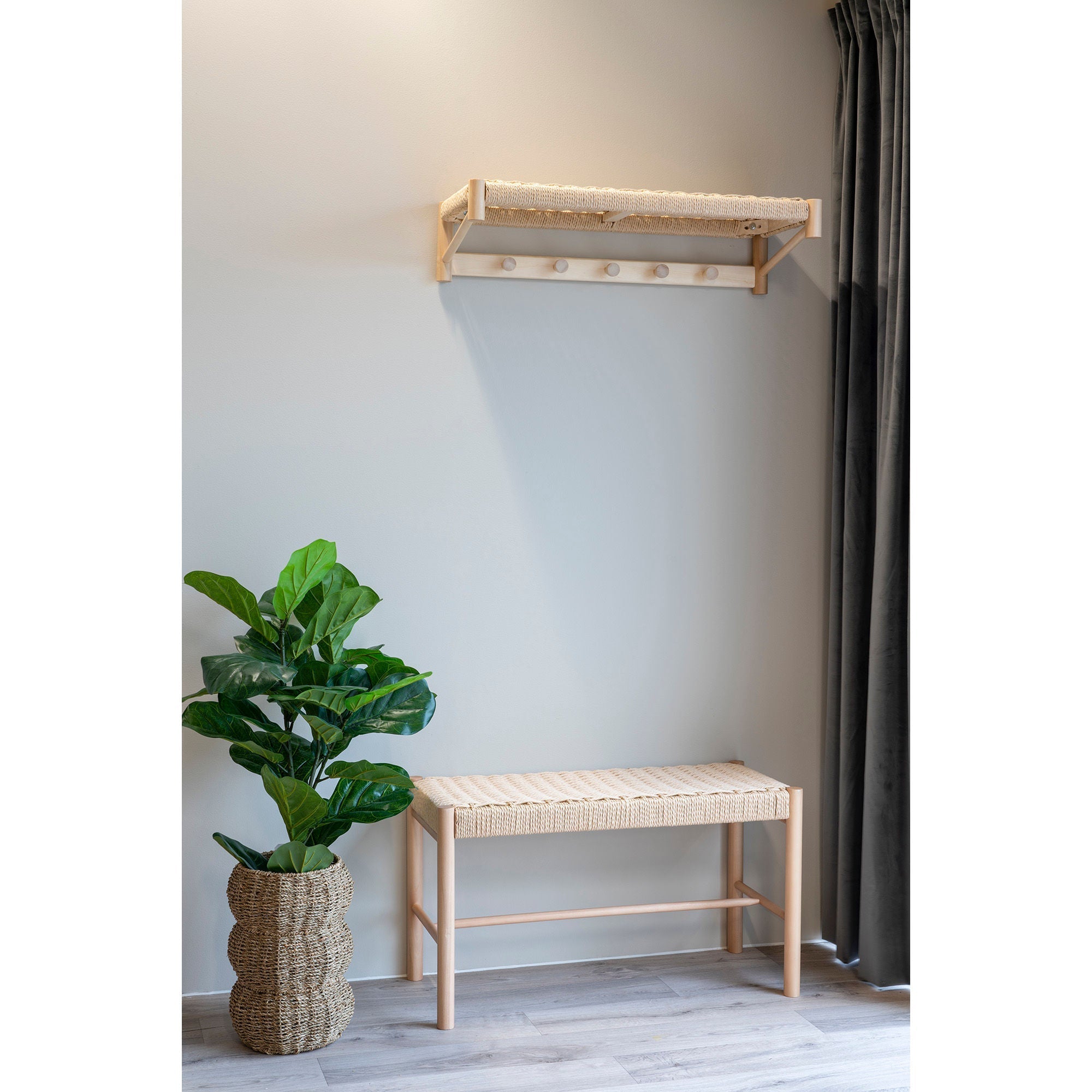 House Nordic Abano Hat Shelf, Shelf In Popler Wood, Nature Braid, 78x31 Cm