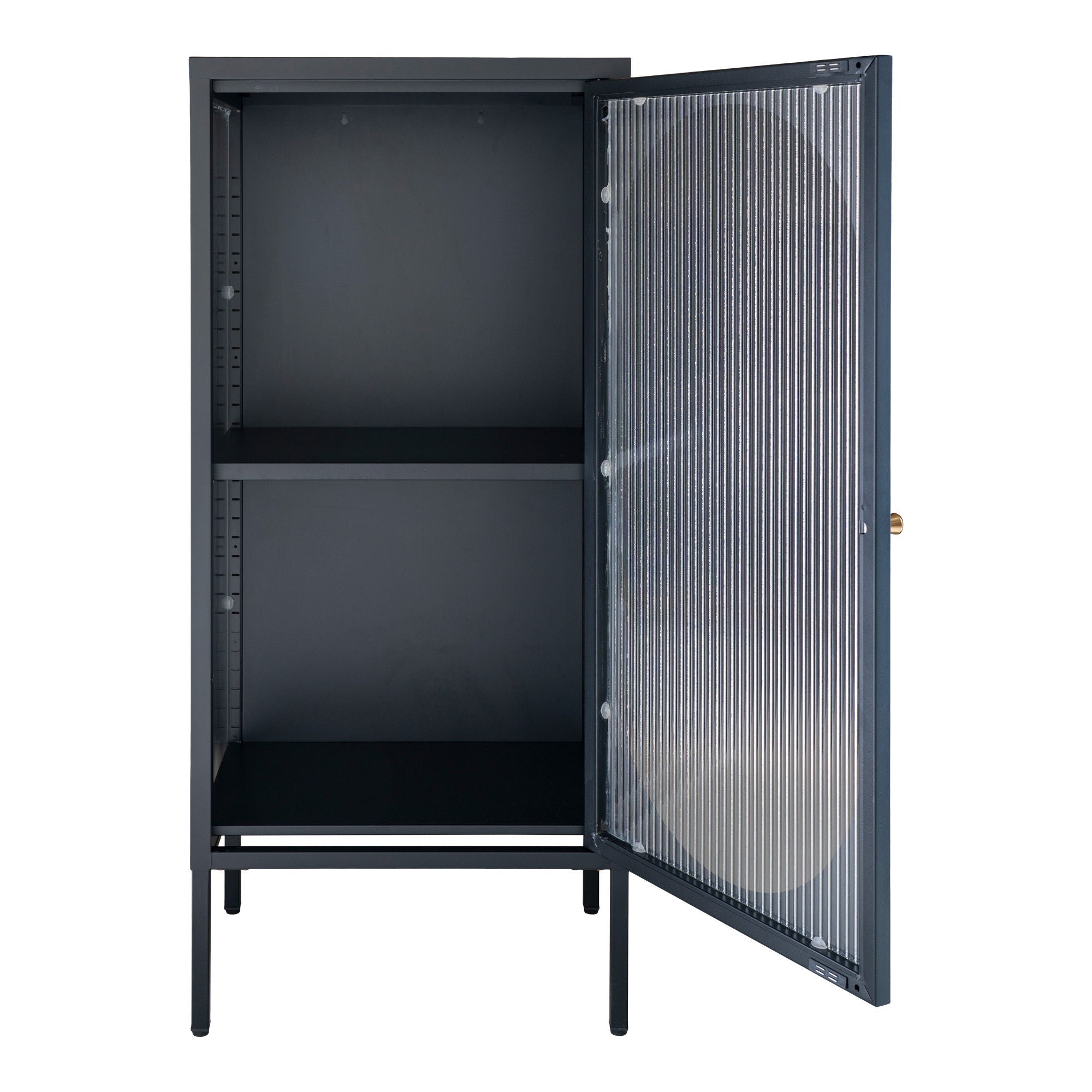 House Nordic Adelaide Display Cabinet, Black, 1 Rippled Glass Door, 50x35x110 Cm