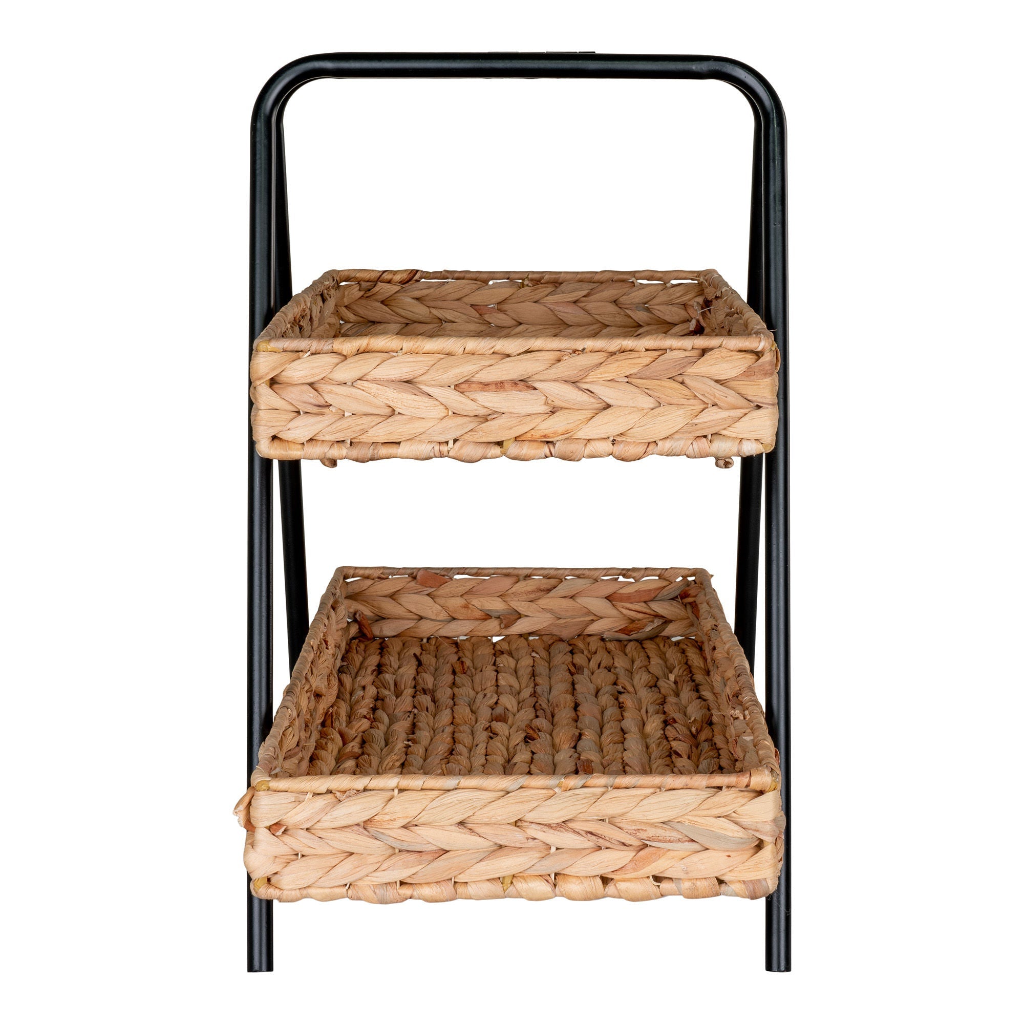 House Nordic Alfaro Tray, Water Hyacinth/Metal, Natural/Black, 42x23x43,5 Cm
