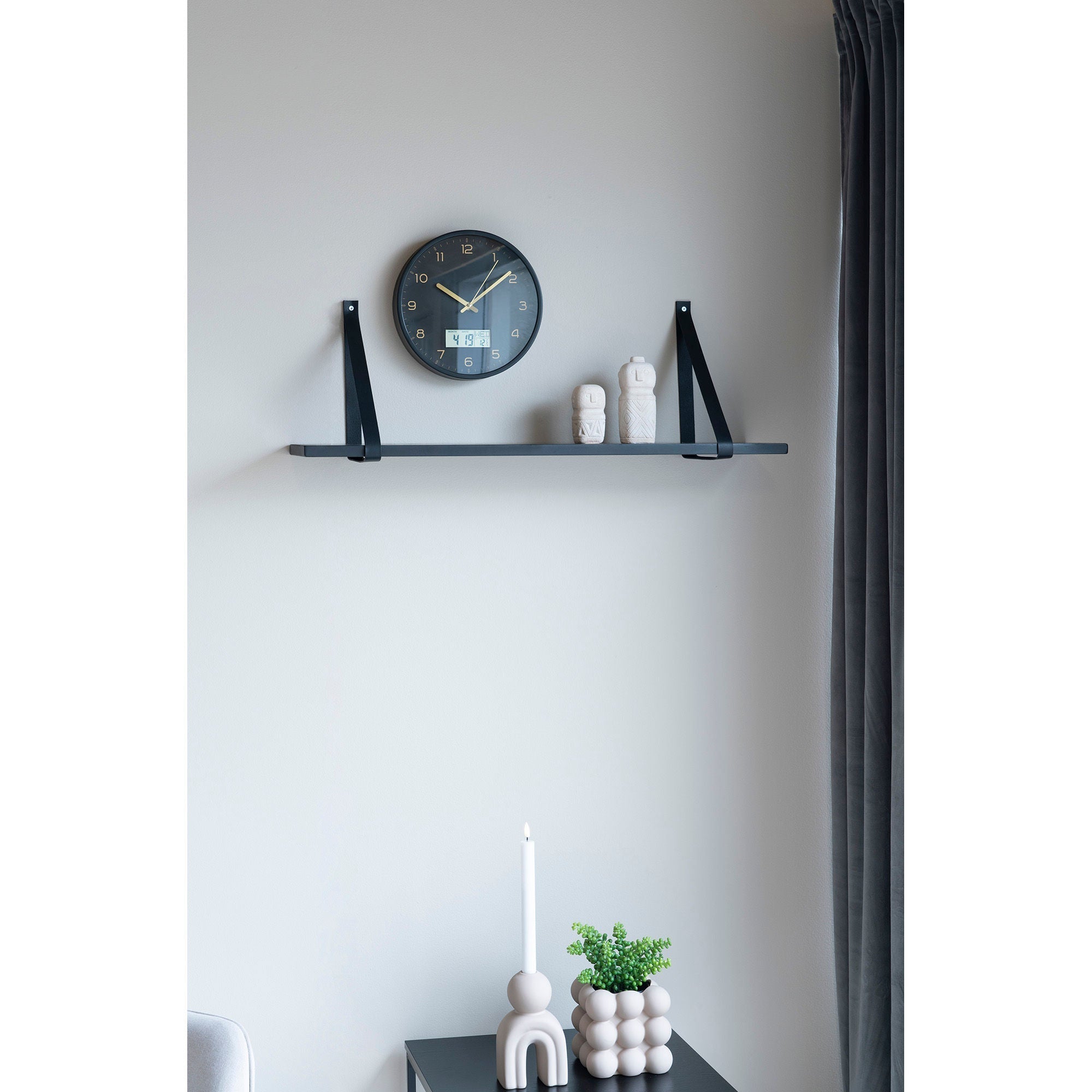 House Nordic Amiens Wall Clock With Digital Display, Plastic, Black, ø25 Cm
