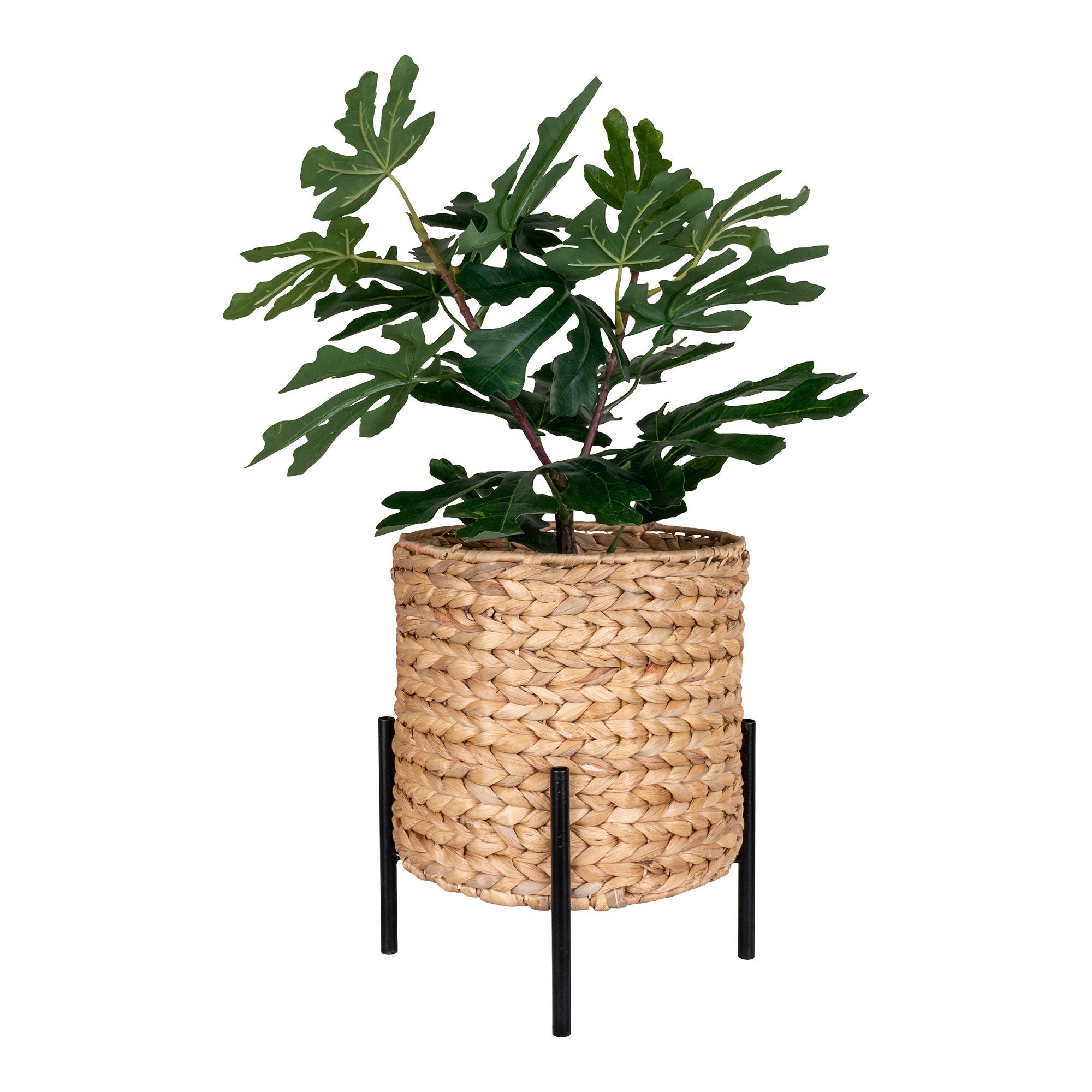House Nordic Antas Planter, Water Hyacinth, Natural/Black, 26,5x26,5x29 Cm