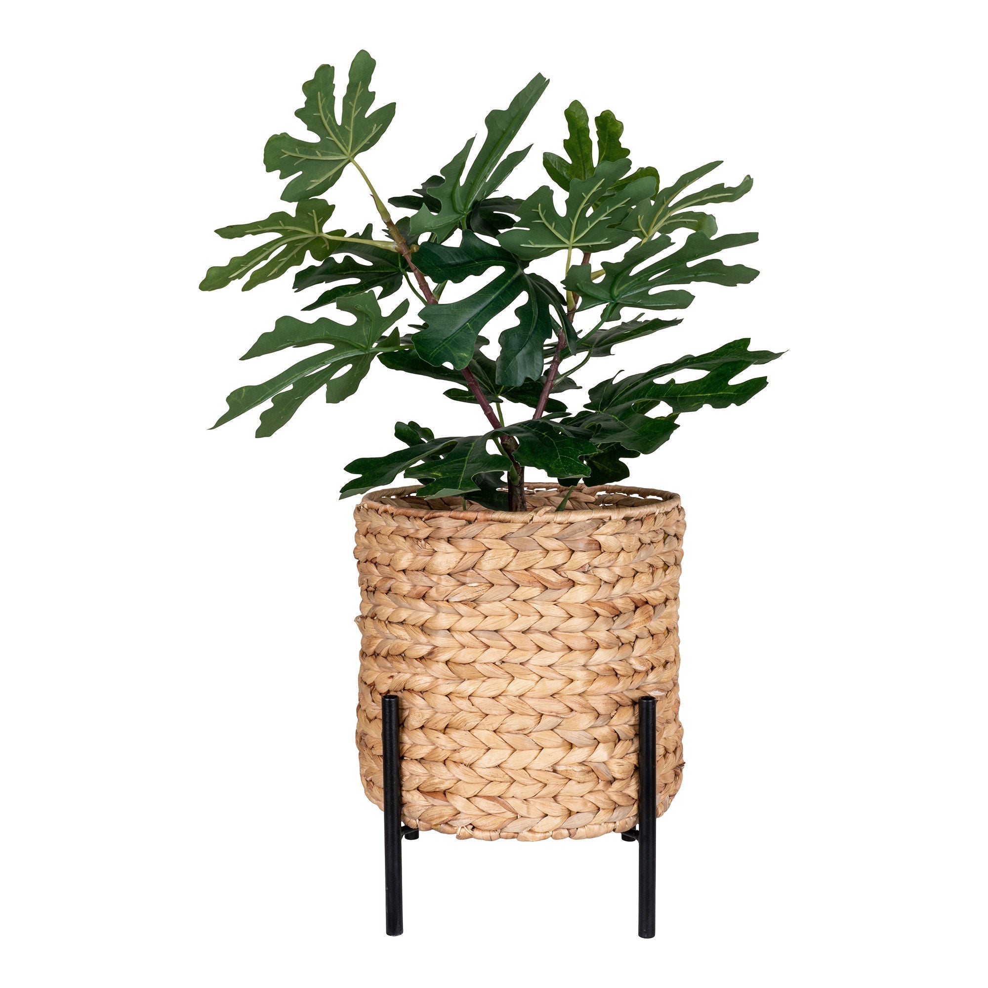House Nordic Antas Planter, Water Hyacinth, Natural/Black, 26,5x26,5x29 Cm