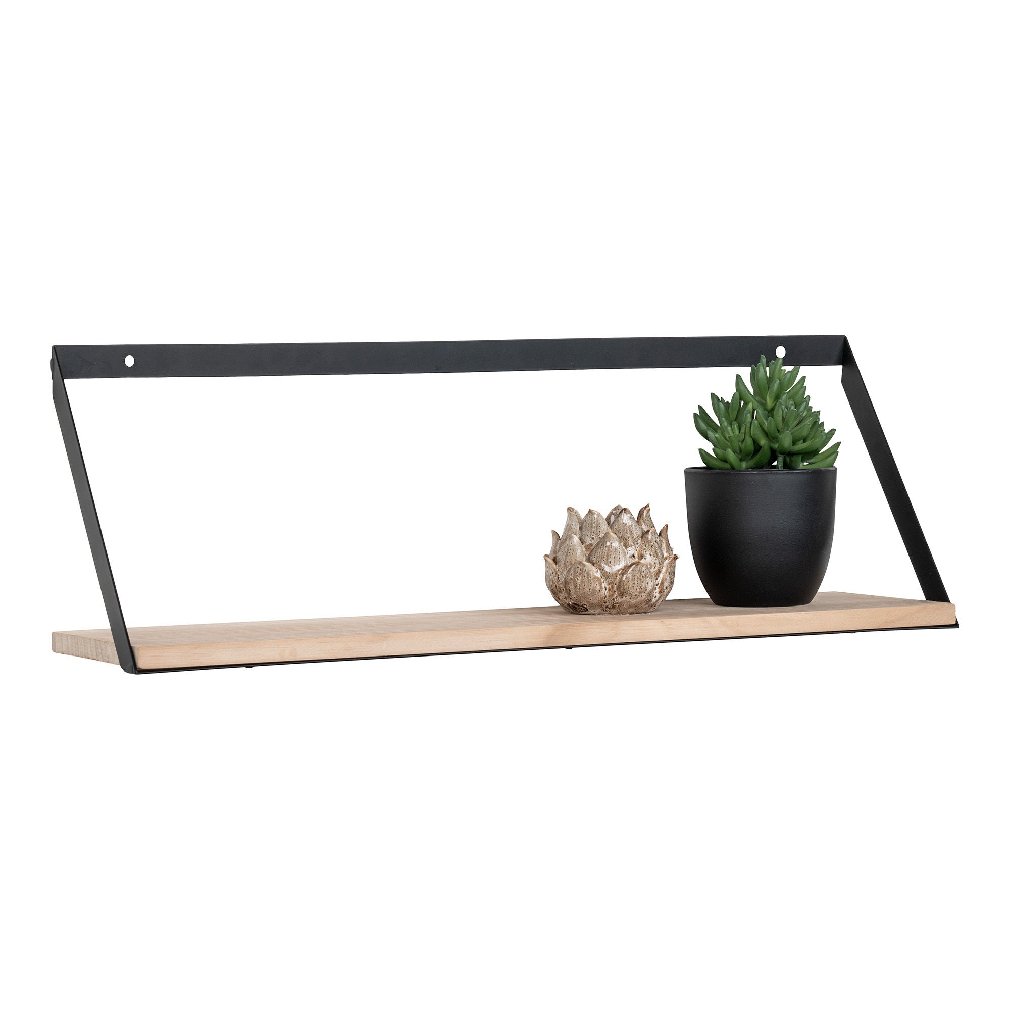 House Nordic Basel Shelf, Steel, Pinewood, 55x14x18 Cm