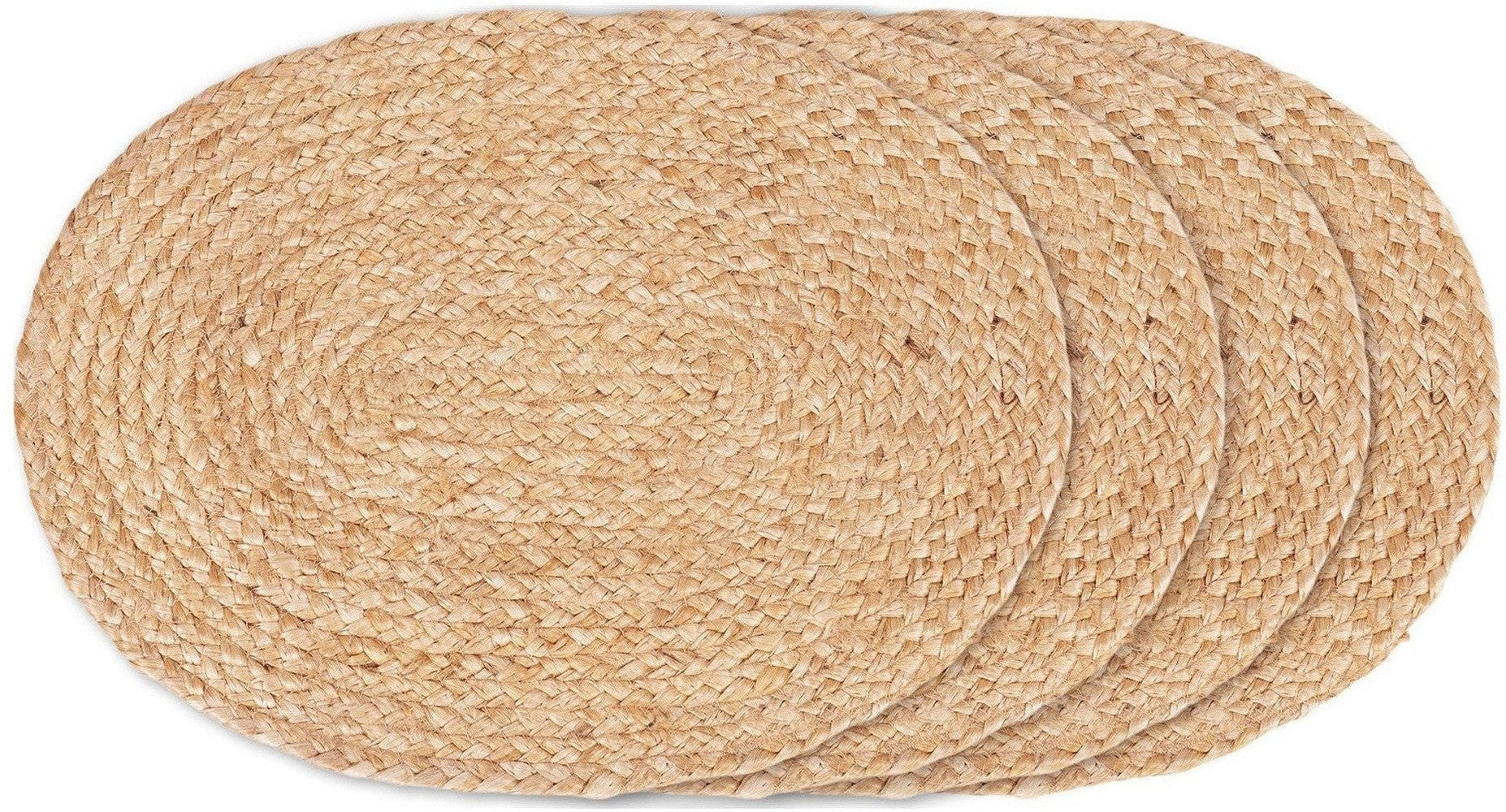 House Nordic Bombay Placemat, Braided Jute, Nature, Oval, 35x45 Cm, Set Of 4