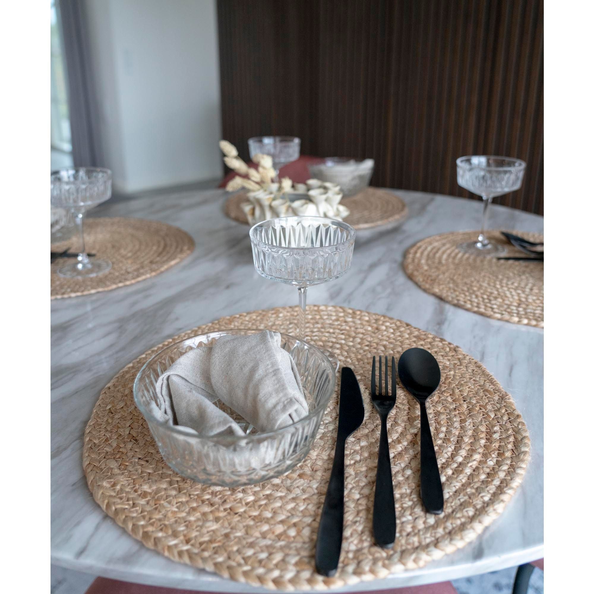 House Nordic Bombay Placemat, Braided Jute, Nature, ø38 Cm, Set Of 4