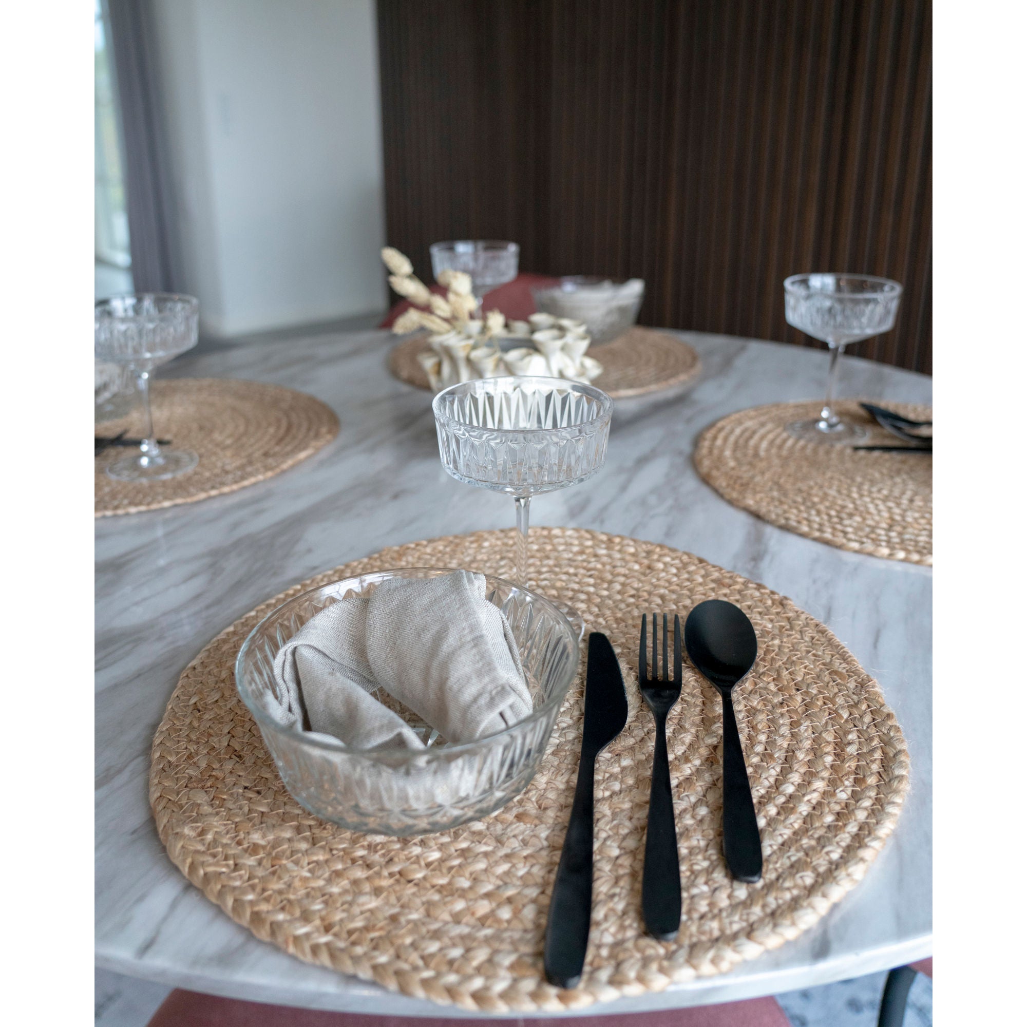 House Nordic Bombay Placemat, Braided Jute, Nature, ø38 Cm, Set Of 4
