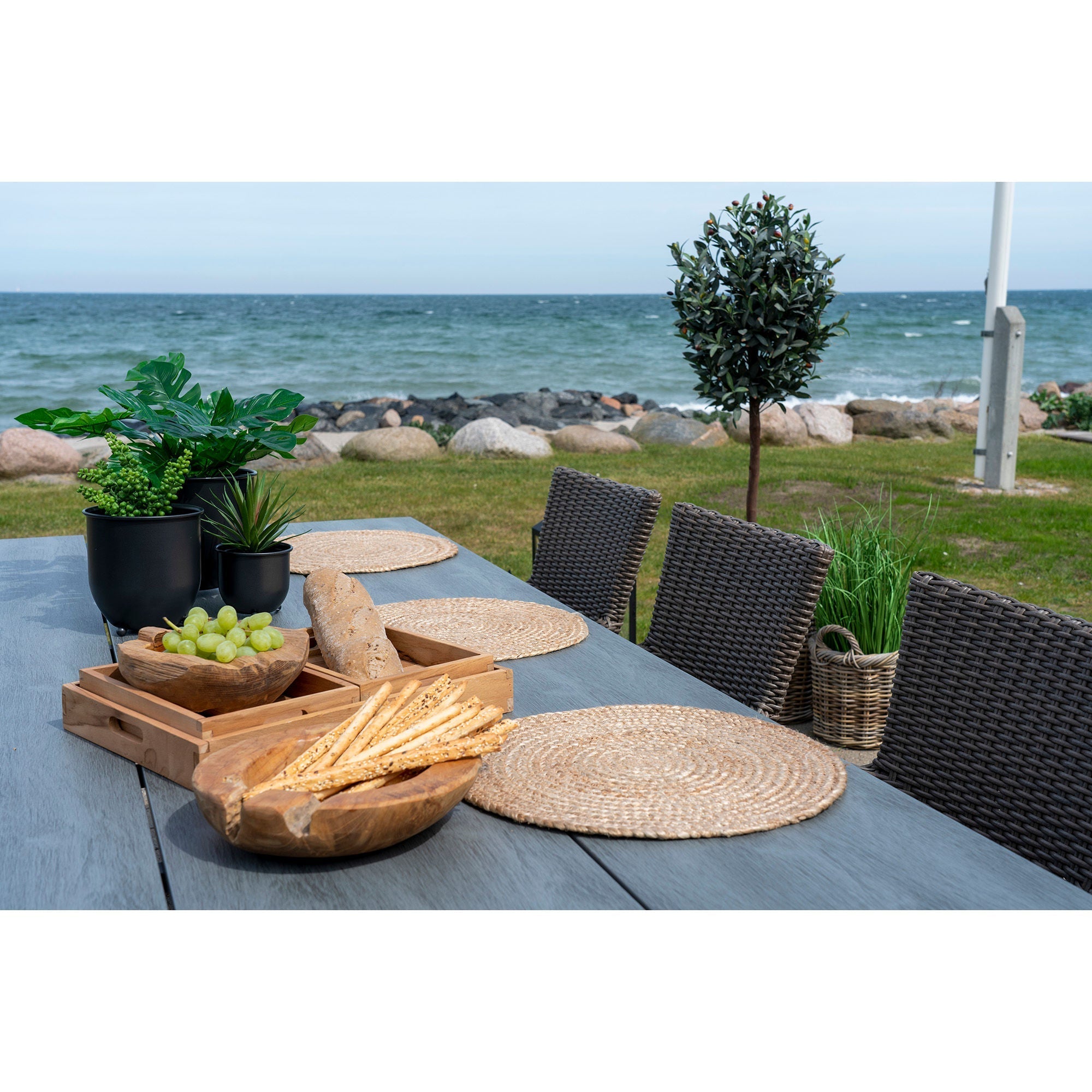 House Nordic Bombay Placemat, Braided Jute, Nature, ø38 Cm, Set Of 4